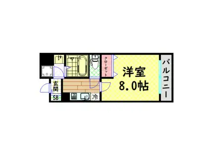 ジェイ・プライド難波南(1K/6階)の間取り写真