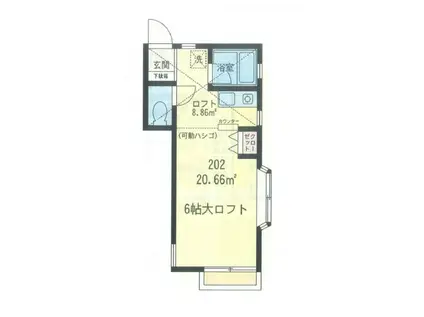 ル・シエル(ワンルーム/2階)の間取り写真