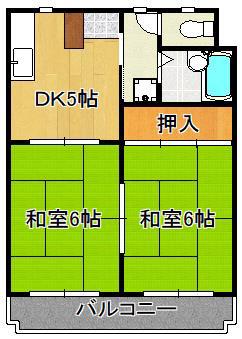 シャトレ安部山(2DK/3階)の間取り写真