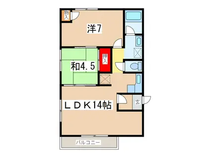 リビングルーム上中居(2LDK/1階)の間取り写真