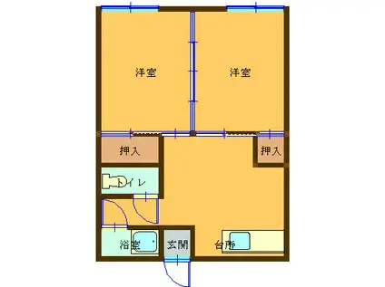 コーポ太洋(2DK/1階)の間取り写真
