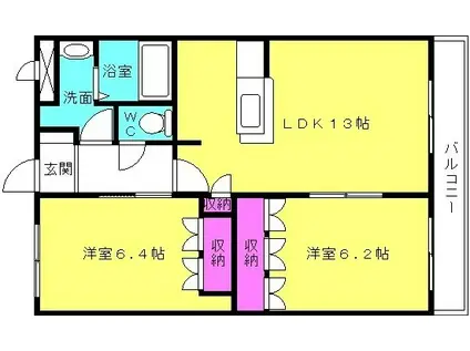 クレアハイム(2LDK/2階)の間取り写真