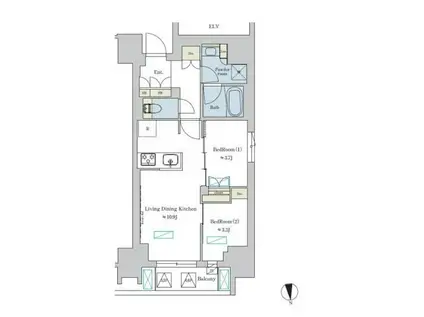 ブリリアイスト浅草(2LDK/3階)の間取り写真