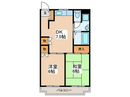 ドミール東荻(2DK/3階)の間取り写真