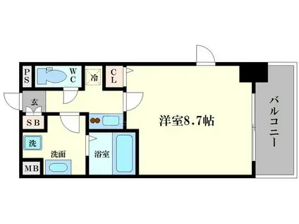 TLRレジデンス本町ウエスト(1K/4階)の間取り写真