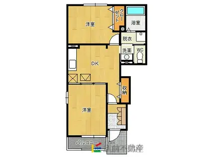 シャルマン御笠V(2DK/1階)の間取り写真