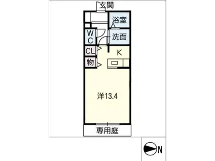 タウンコート(ワンルーム/1階)の間取り写真