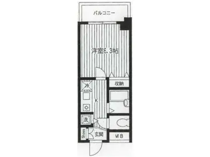 スカイコート三田慶大前(1K/4階)の間取り写真