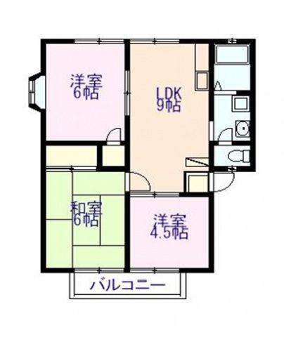 サンビレッジ祇園 D棟(3DK/2階)の間取り写真