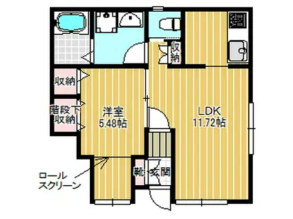 フェリーチェ品川戸越(1LDK/1階)の間取り写真