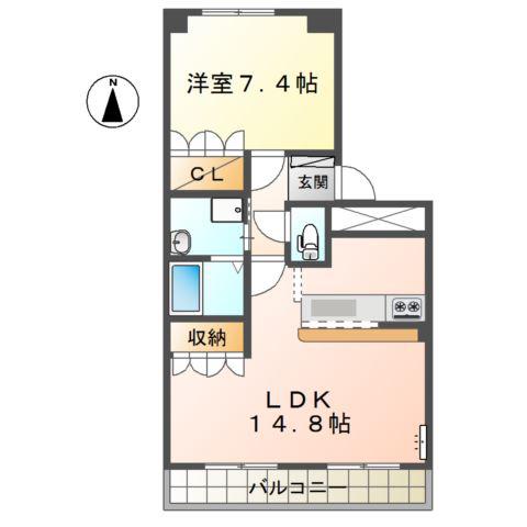 ステイタカダ(1LDK/1階)の間取り写真