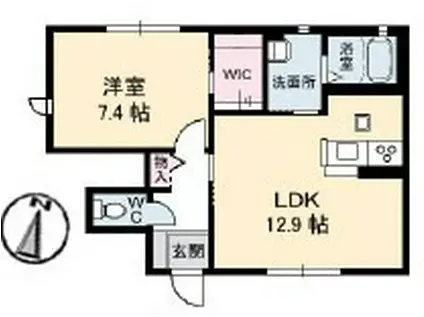シャルマンA棟(1LDK/1階)の間取り写真