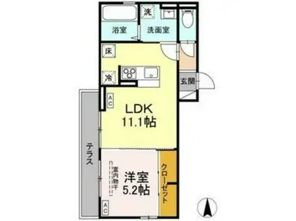 ラテ すみなみ(1LDK/2階)の間取り写真