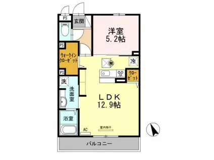 ステラコートI(1LDK/1階)の間取り写真