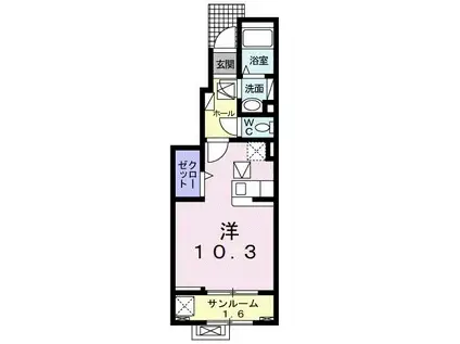 シューネスハイム グランツ東館(ワンルーム/1階)の間取り写真