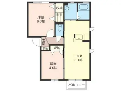 ファミーユB(2LDK/2階)の間取り写真