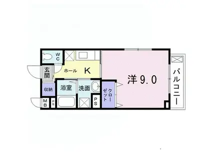 プルーリオン(1K/3階)の間取り写真