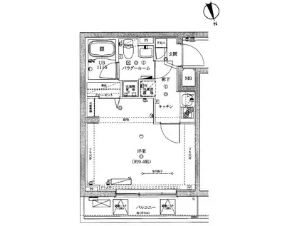 スパシエ大森エセンザ(1K/3階)の間取り写真