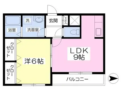AKNマンション(1LDK/2階)の間取り写真
