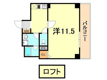 ルームズ学園北町(1K/5階)の間取り写真