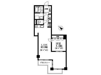 ニューウェルハイツ高輪(1LDK/3階)の間取り写真