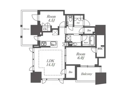 プラウドタワー名駅(2LDK/9階)の間取り写真