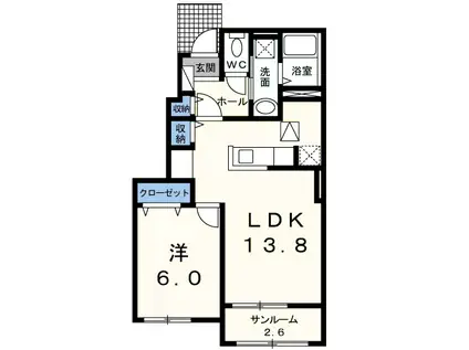 エスポアール・NK(1LDK/1階)の間取り写真