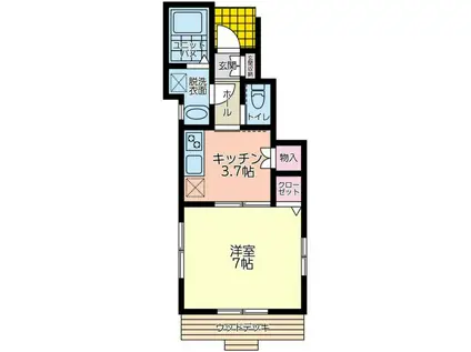 ラ・ミュー・メゾン2(1K/1階)の間取り写真