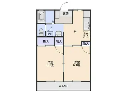 ハイツ大利根II(2K/2階)の間取り写真