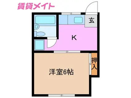 ハウス住吉(1K/2階)の間取り写真