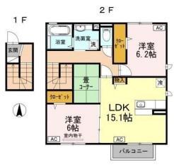 恵比寿II(2LDK/2階)の間取り写真