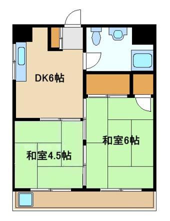 メゾン金子(2DK/1階)の間取り写真