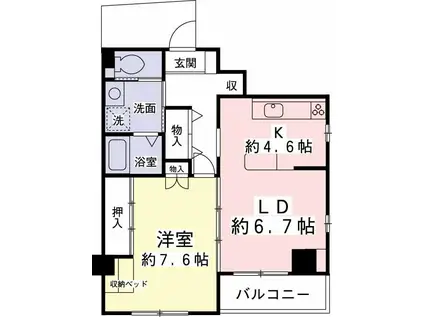 リムーブル田口(1LDK/2階)の間取り写真