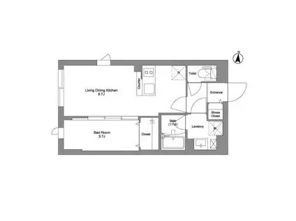 タスキ リシェス 池上(1LDK/3階)の間取り写真