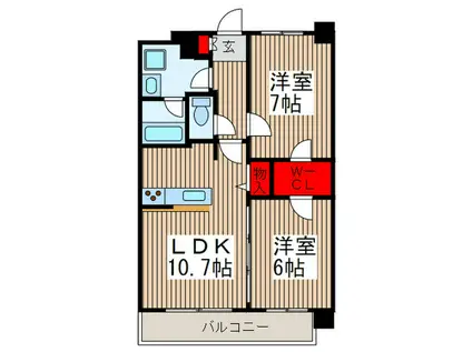 エスポアール北戸田(2LDK/3階)の間取り写真