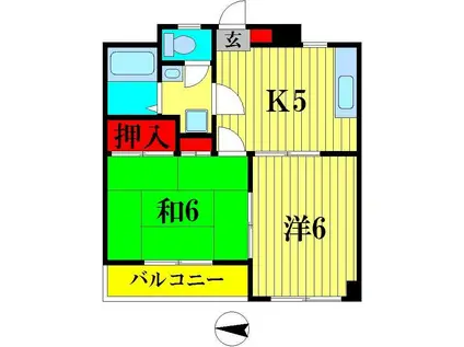 ジュネス亀有(2K/2階)の間取り写真