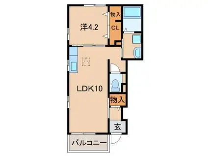 アン・ソレイユ(1LDK/1階)の間取り写真