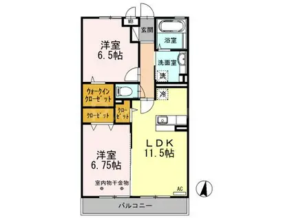 ソレアード(2LDK/2階)の間取り写真