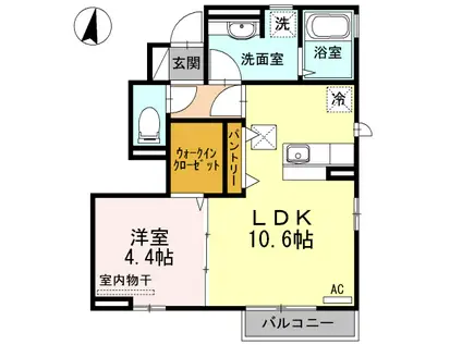 ロイヤルC(1LDK/1階)の間取り写真