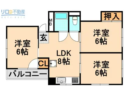グリーンハイツ伊丹(3LDK/2階)の間取り写真