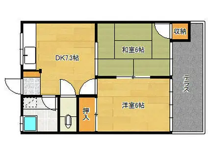 西島コーポ(1LDK/1階)の間取り写真