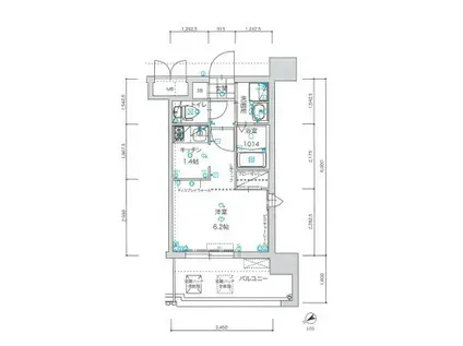 アルファシオフリード(1K/8階)の間取り写真