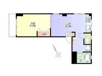 ブランニューウェーブ(1LDK/3階)の間取り写真