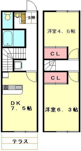 レオパレスFUJIMIIII(2DK/1階)の間取り写真