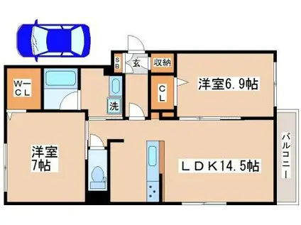 シャーメゾンHM(2LDK/2階)の間取り写真