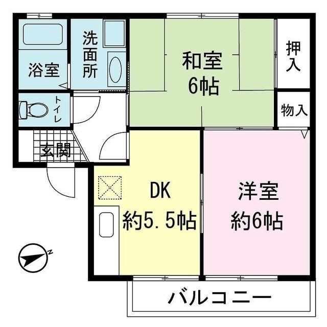 ソフィアK(2DK/2階)の間取り写真