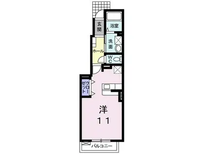 VISION.T(ワンルーム/1階)の間取り写真