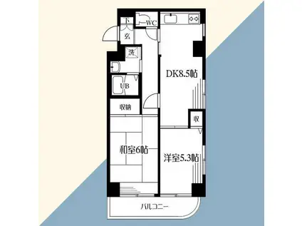 ビューライフヨコスカ(2DK/3階)の間取り写真