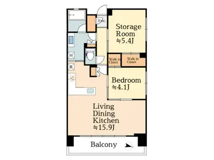 八王子レジデンス(1SLDK/12階)の間取り写真