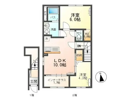 東建 MELODY201(2LDK/2階)の間取り写真